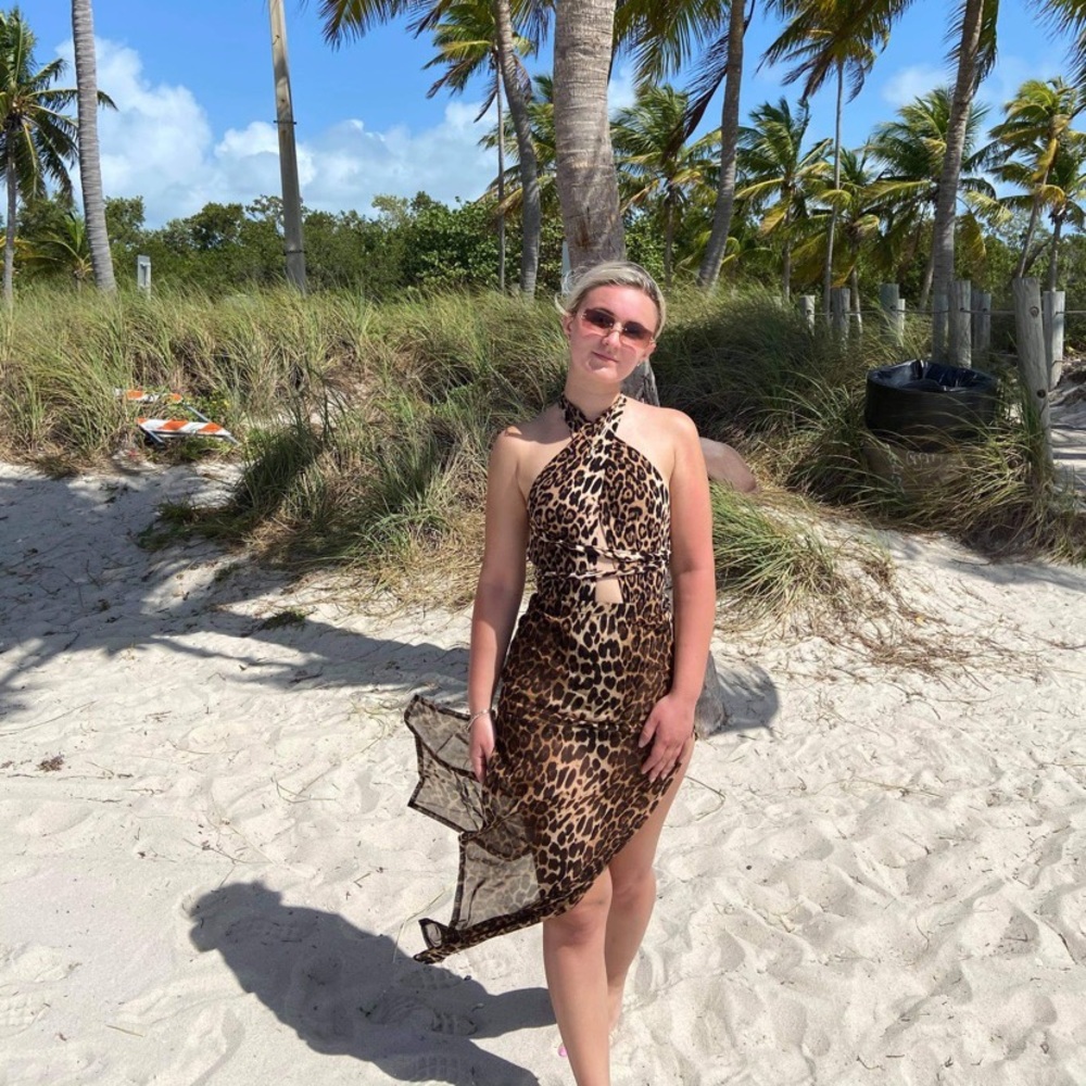 Cheetah print two piece beach set. Size small. Great condition.
